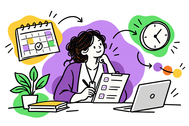Ilustração de uma coordenadora pedagógica